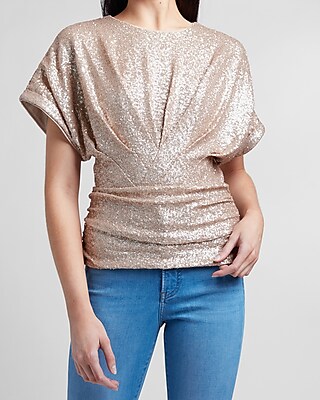 Sequin Cinched Front Top | Express